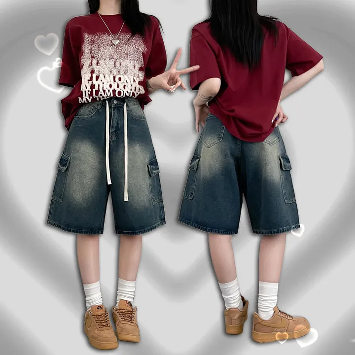 [S~XL]빈티지 카고 데님 버뮤다 반바지 상세 이미지 1
