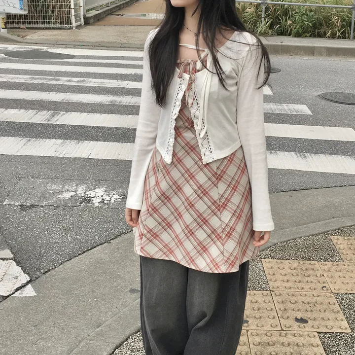 [원버튼/유니크🖤] 여유있는 말라핏, 원버튼 리본 레이스 크롭 가디건 상세 이미지 7