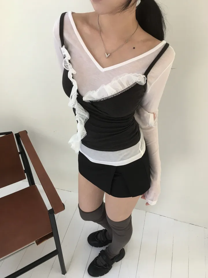[*feminine🤍] 로제 레이스 랩 나시 lace sv - 3 color 상세 이미지 54