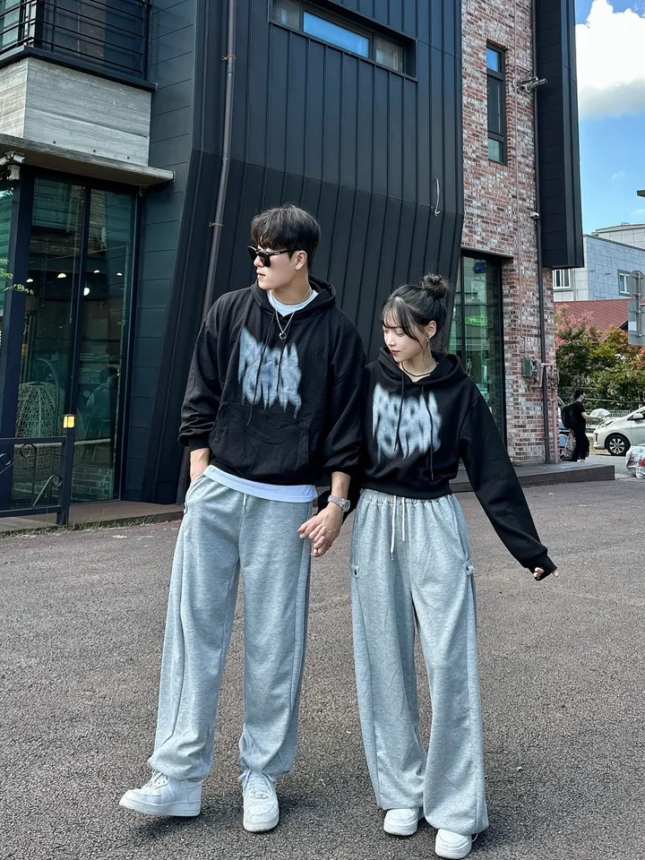 2사이즈/8컬러 커플 후드티 크롭 후드 남녀공용 오버핏 후드티 사이드 스냅 벌룬 팬츠 와이드 스트릿 긴팔 커플티 봄 가을 커플룩 시밀러룩 힙무드 루즈핏 꾸안꾸 트레이닝 세트 락스타 상세 이미지 18