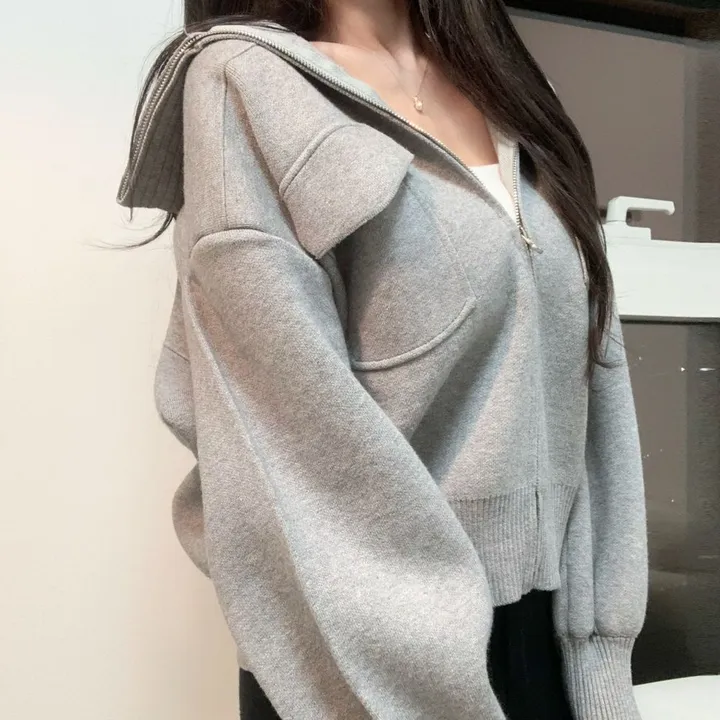 봄신상 고퀄리티 벌룬소매 아방핏 집업니트가디건  4COLOR 상세 이미지 24