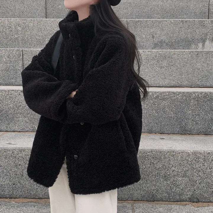 [왕아방핏🤎/주문폭주✨]후회없는 선택,푸들 양털 오버핏 하프 스웨이드 퍼자켓,코트 상세 이미지 42