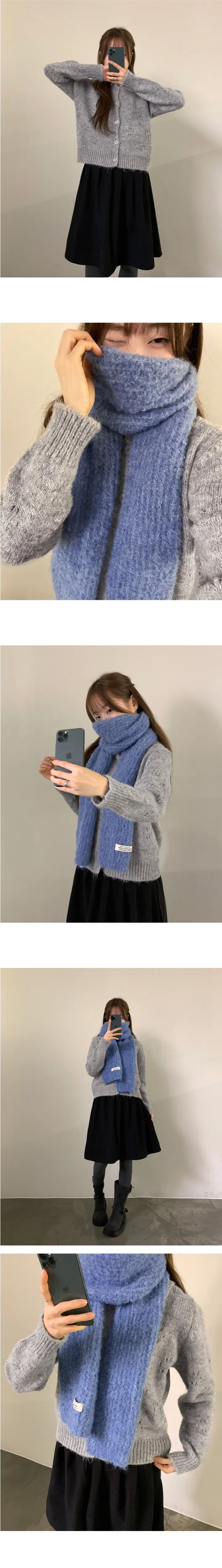 로안 빈티지 빅카라 울 펀칭 니트 가디건 상세 이미지 7