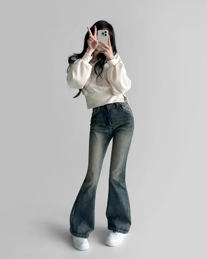 [~3XL/3기장] 뽀얀핏 스머징 텍스쳐 빈티지 워싱 쫀득 스판 부츠컷 데님 팬츠 바지 청바지 상세 이미지 47