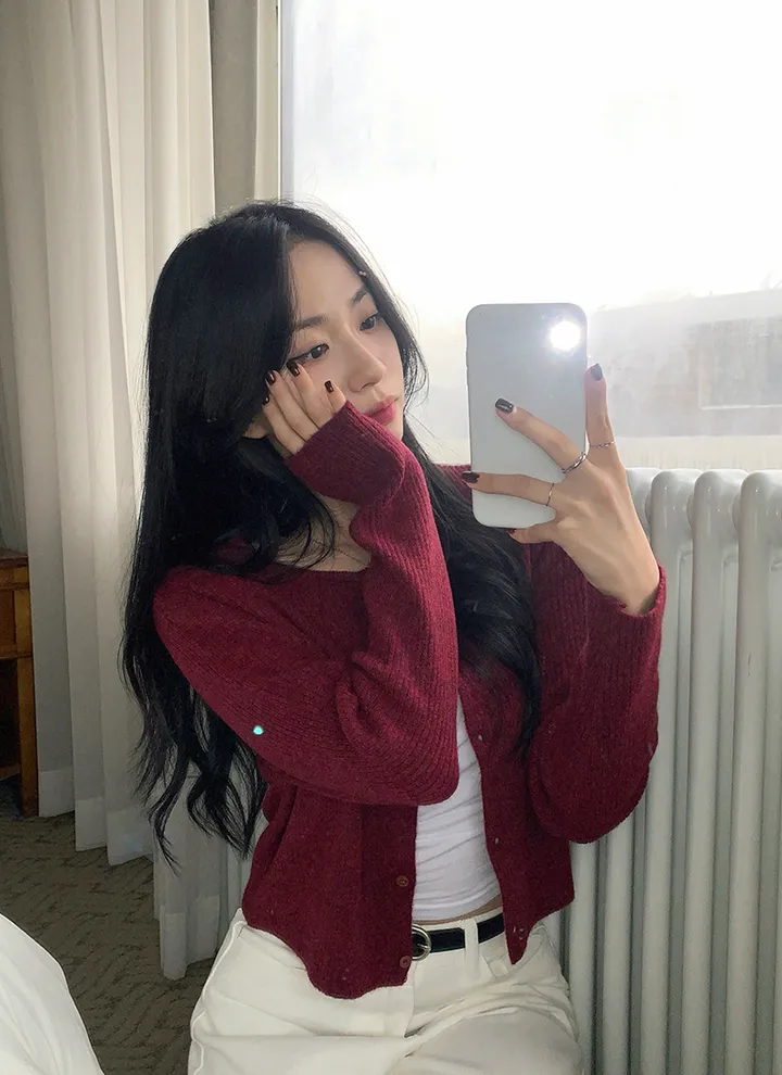 1+1할인🐰[루즈핏🤍] 베리 골지 라운드넥 가디건 상세 이미지 21