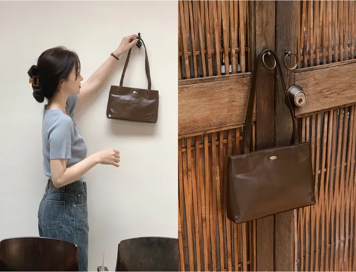 [🤎데일리/가벼움] #LENTO. Bazil Everyday bag  - 5 color (SLOWMADE/자체제작/비건레더/플레인/실버백/글로시) 상세 이미지 13