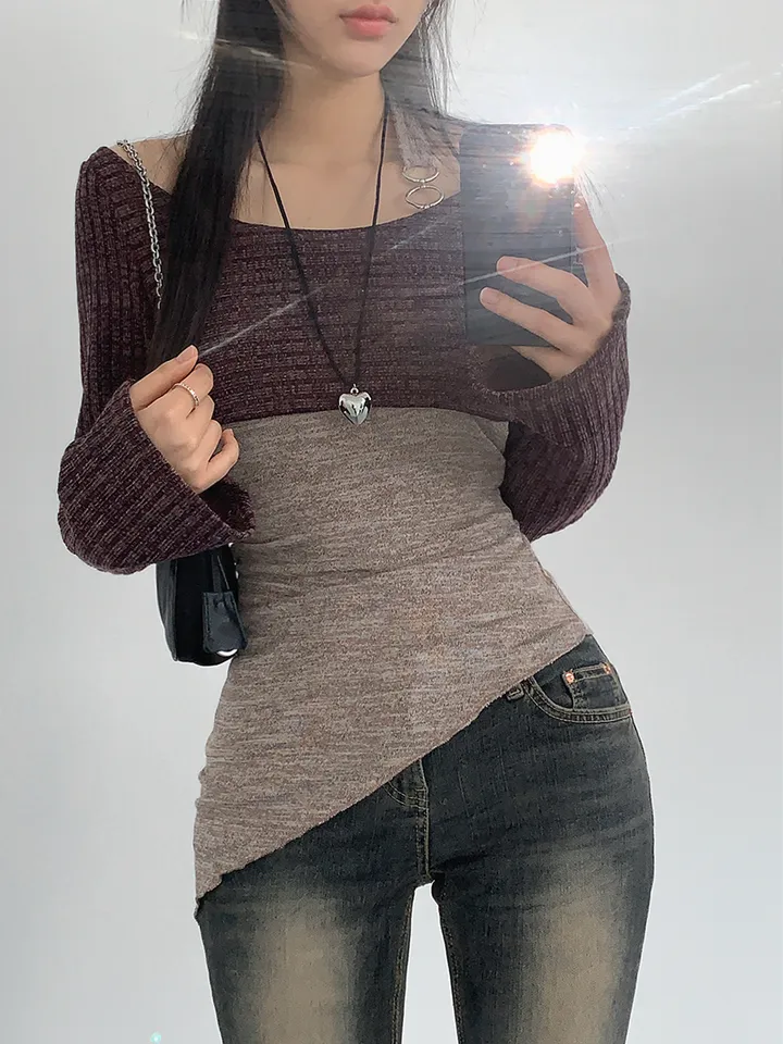 [레이어드세트/몸매보정핏! 뒷모습도완벽🖤 슬림핏 홀터나시 긴팔크롭티 레이어드세트] 리엘사선홀터나시SET 상세 이미지 24