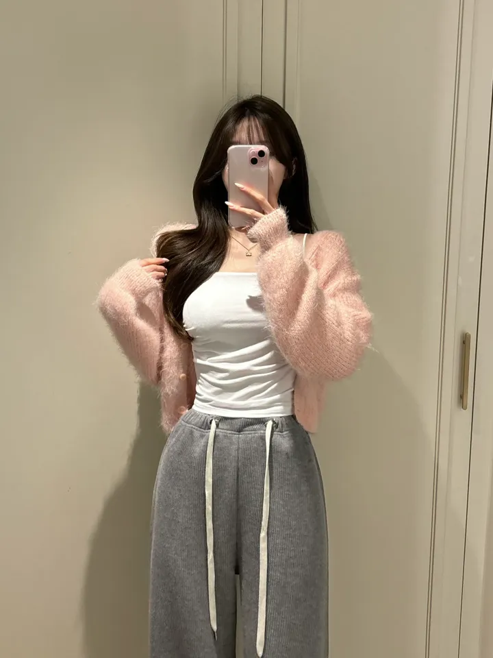 [데일리/청순여리] 앙고라 세미크롭 니트 가디건 봄신상 봄가디건 (6color) 상세 이미지 12
