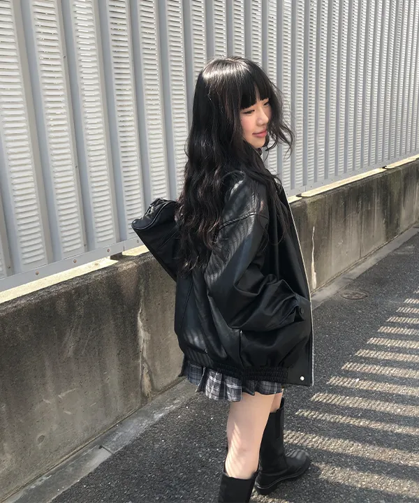 [간절기/퀄리티🖤] 밀런 오버핏 레더 블루종 가죽자켓 상세 이미지 5