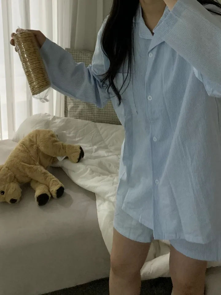 [자체제작/극찬후기✨][반바지+긴팔] shirt pajamas set ver.2 상세 이미지 13