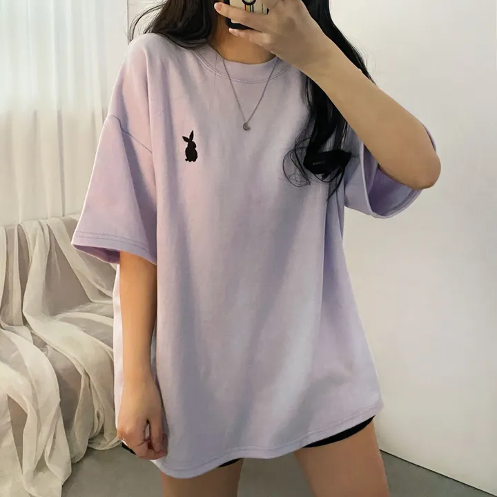 [넉넉/데일리] 러블리 래빗 자수 오버핏 반팔티T 상세 이미지 12