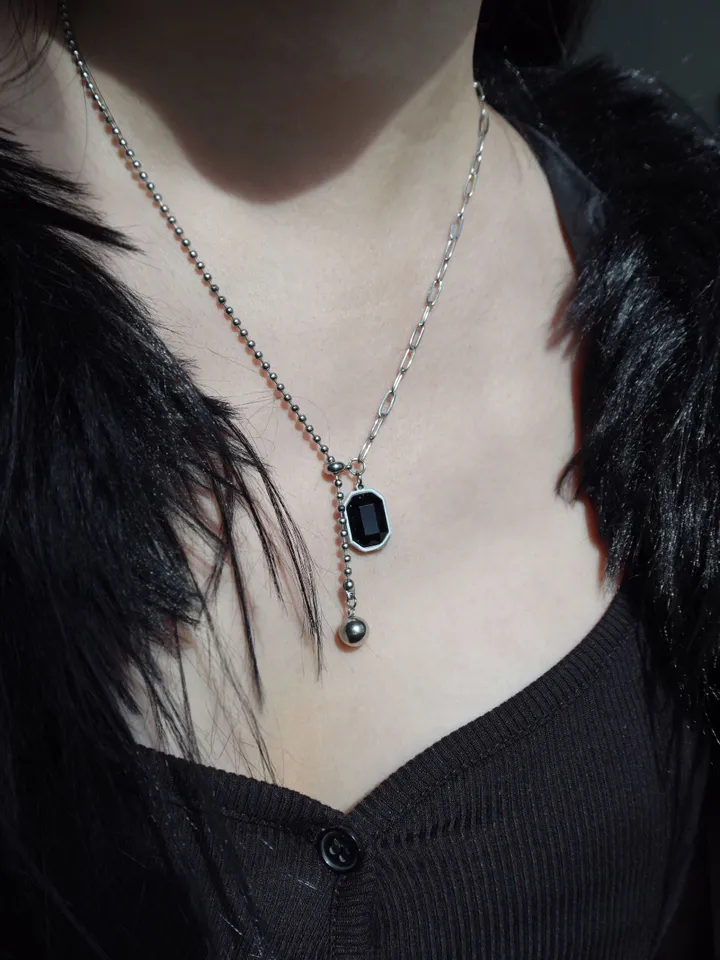 [s.steel] black drop necklace | 써지컬 블랙 드롭 목걸이 상세 이미지 8
