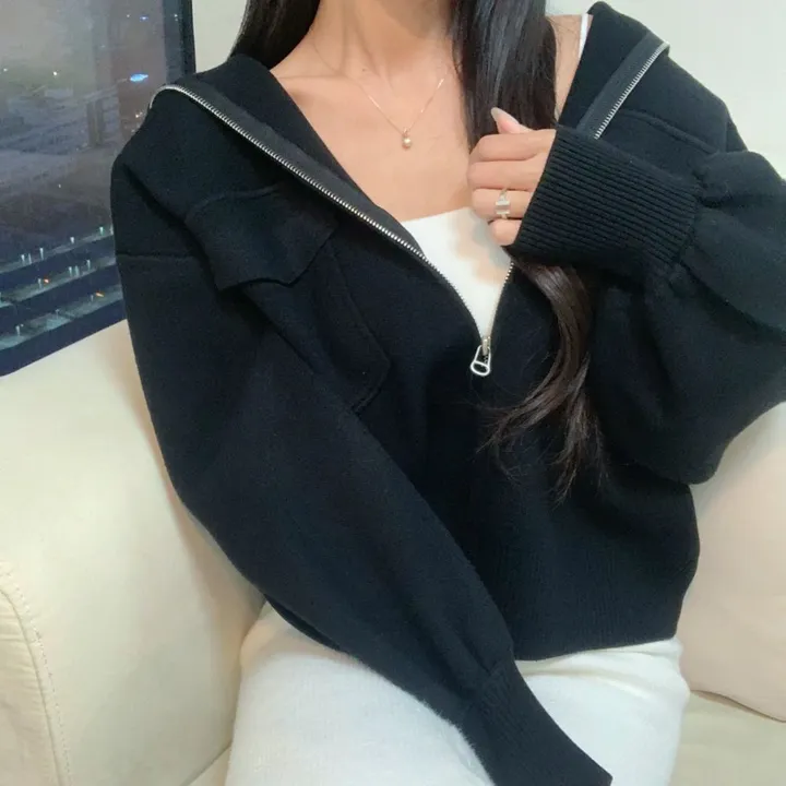 봄신상 고퀄리티 벌룬소매 아방핏 집업니트가디건  4COLOR 상세 이미지 32