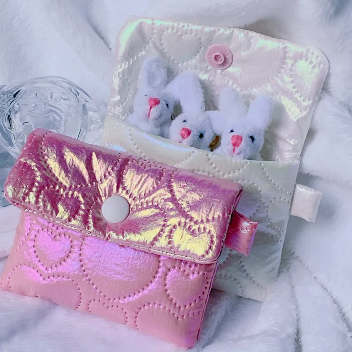 (3종)/ handmade 홀로그램 글리터 love 핑크 화이트 실버 패프릭 동전 지갑 카드지갑 에어팟파우치 상세 이미지 44