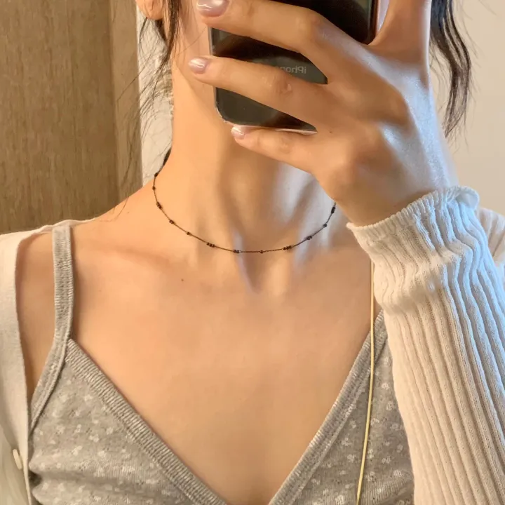 써지컬스틸 블랙 비즈 dot 체인목걸이 초커 짧은 목걸이 상세 이미지 5