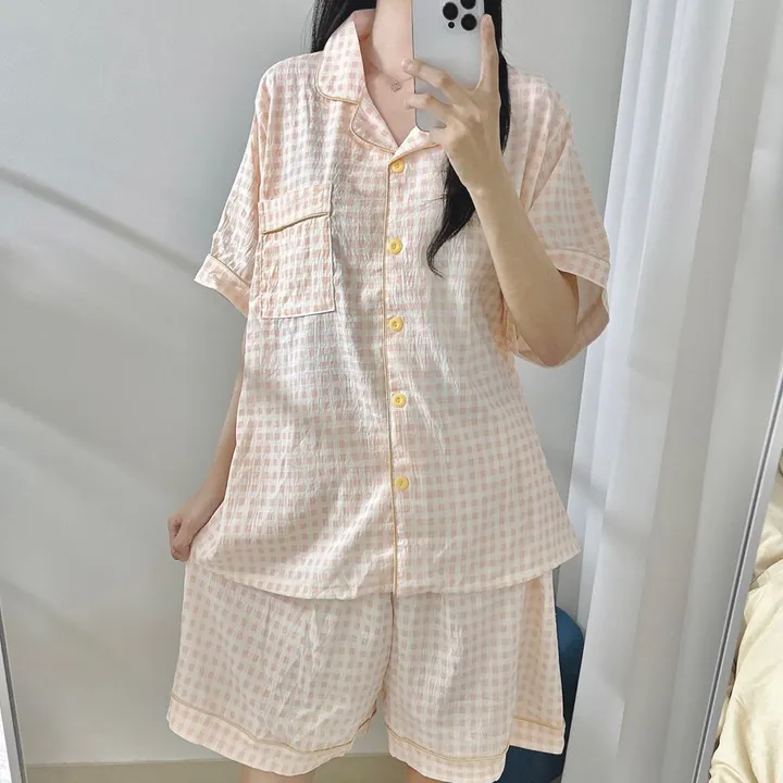 [99~120사이즈🧡미친편안함] 면 잠옷 빅사이즈 홈웨어 파자마 바지 여름 체크 숙면 선물 100 110 3xl 4xl 5xl 6xl 상의 통통녀 플러스 큰잠옷 커플 상하세트 상세 이미지 17