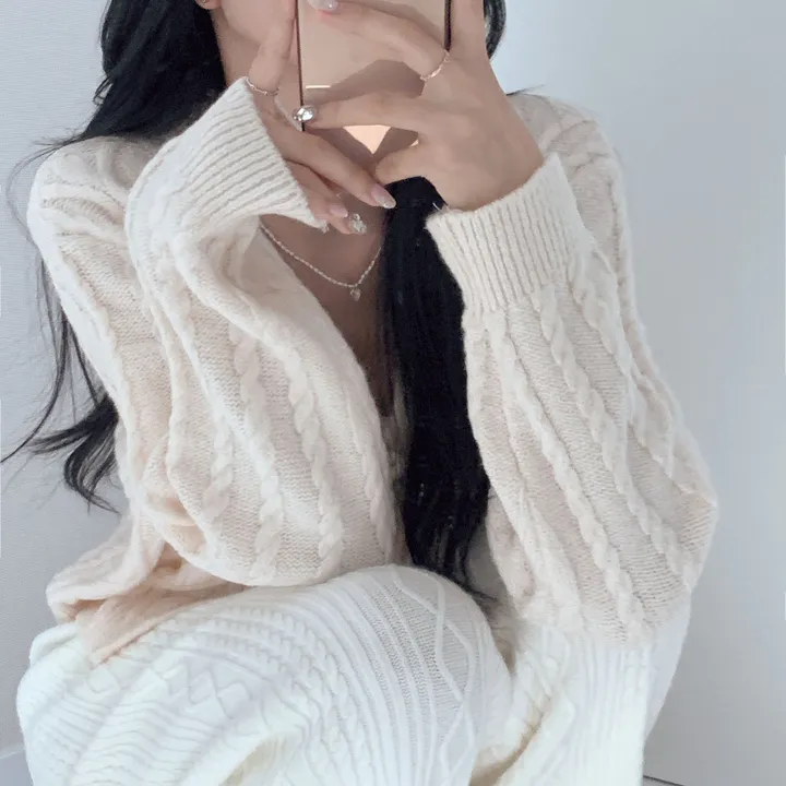 주문폭주🍓[3000장 돌파!!] 딸기우유 머금은 색감, 모아 울 꽈배기 리본 니트 가디건 상세 이미지 26