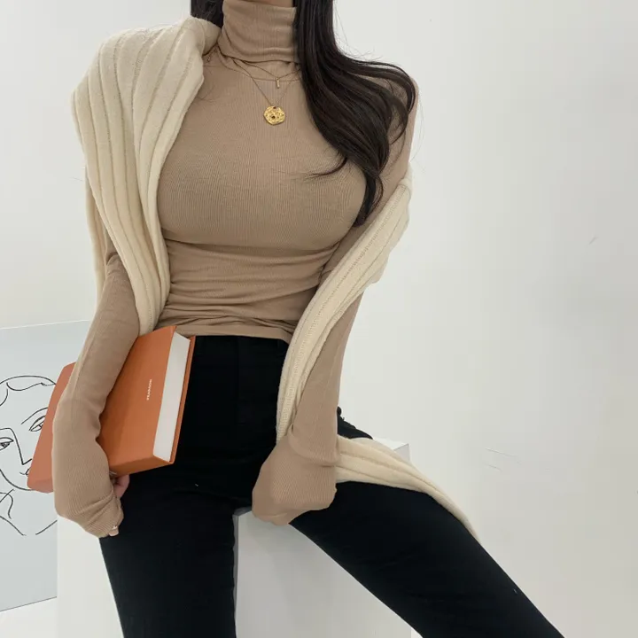 *후기보장*[고퀄필수템/핏보장] 피치기모! 쫀쫀보들 스판슬림 잔골지 목폴라 목티 기모티 상세 이미지 7