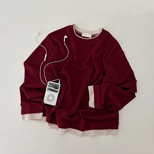 🍂 일체형 / 레이어드 unisex #최저가 #커플룩 이중 배색 긴팔 티셔츠(6col) 마일드티