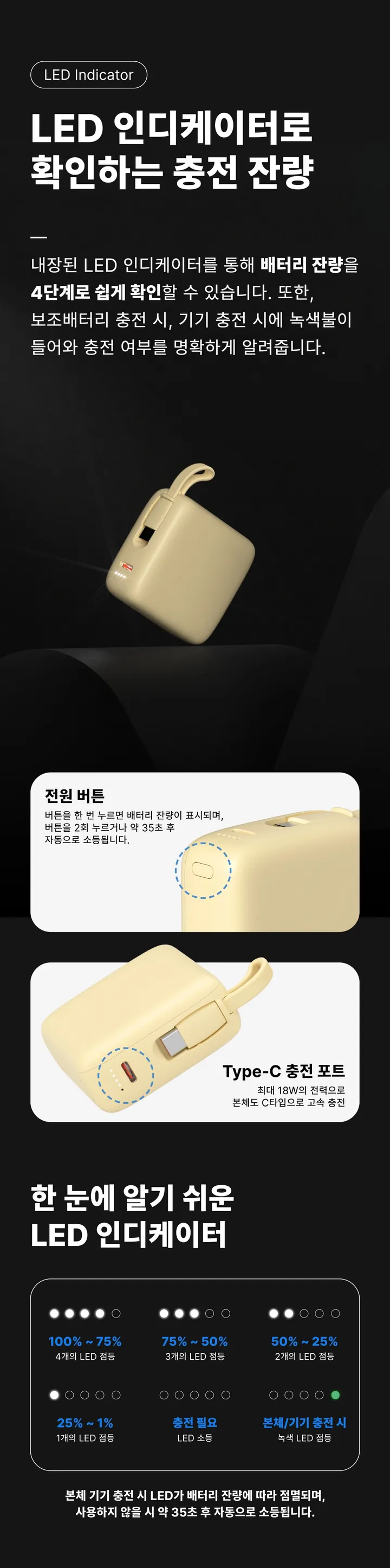 이어맥 22.5w 미니 고속충전 led 보조배터리 10000mah 상세 이미지 18