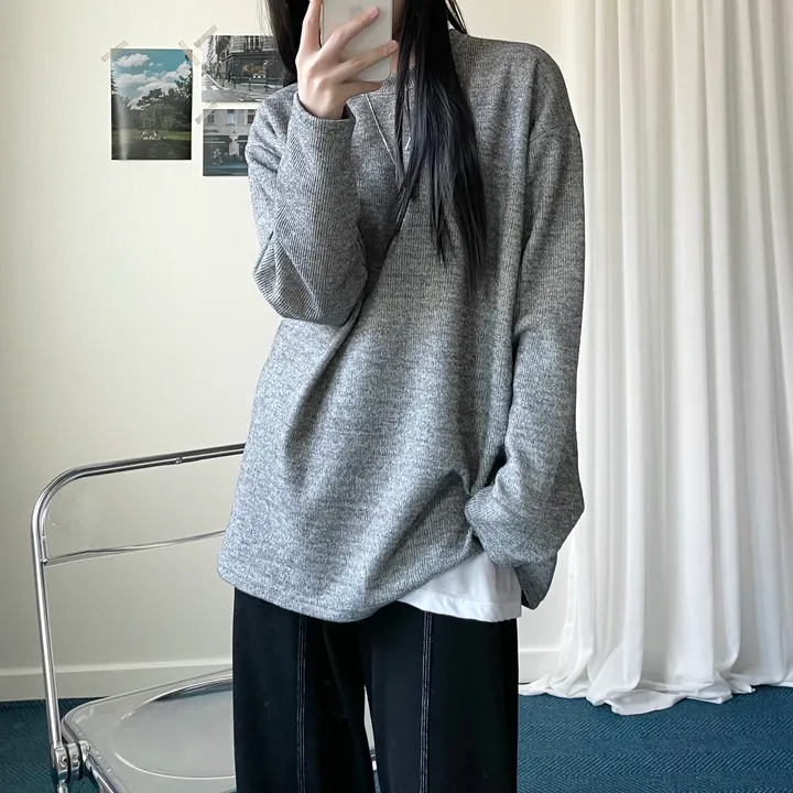 Ribbed round knit T 상세 이미지 6