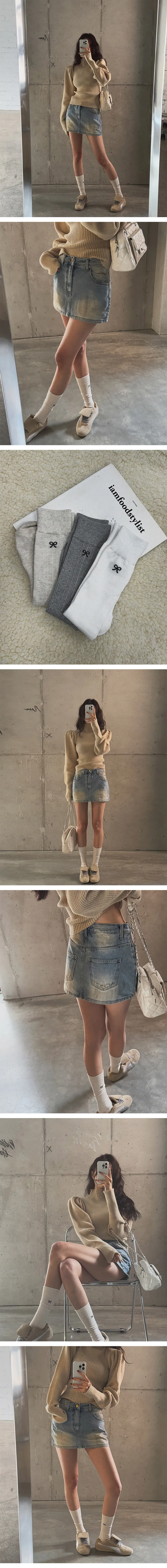 골지리본자수양말-socks 상세 이미지 2