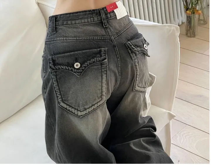 (OOTJ)린지 포켓 와이드 데미지 롱 블랙 데님 팬츠 one color/2 Size 상세 이미지 15