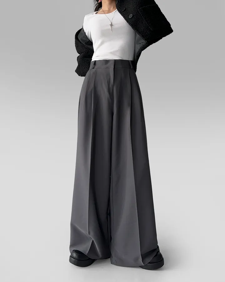 [~3XL/2기장] 르네상스 모더니즘 더블 핀턱 통 와이드 루즈핏 슬랙스 긴바지 롱팬츠 상세 이미지 20