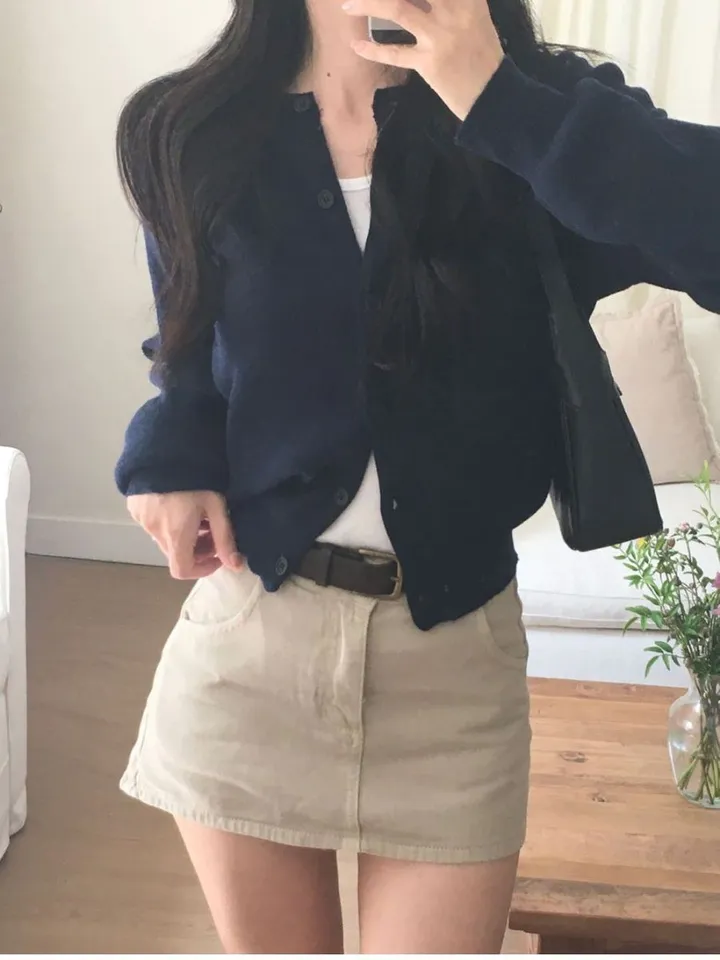 롯지 데일리 라운드 긴팔 가디건 (7color) - 가을 겨울 니트 기본 심플 베이직 버튼 간절기 아우터 상세 이미지 9