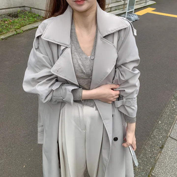 [허리잘록🍂타이SET] 브이넥 랩 니트 가디건 옆단추 이중 레이어드 긴팔 스카프 세트 봄 가을 간절기 여리핏 페미닌 데이트룩 하객룩 4COL 상세 이미지 32