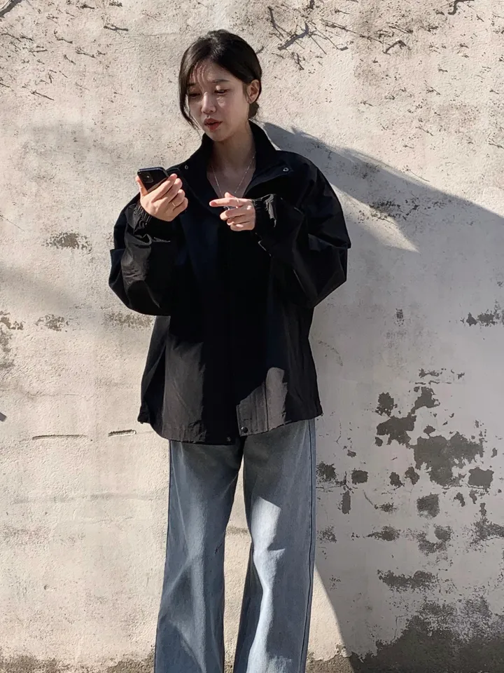 [트렌치 바람막이🤍/아우터맛집!] 트렌치바람막이 야상 하이넥 바람막이 숏트렌치 간절기아우터 데일리룩 숏야상 봄 자켓 오버핏자켓 상세 이미지 44
