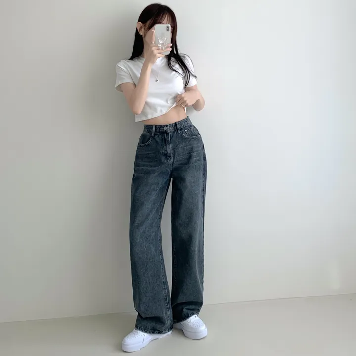 ["인생"데님🖤/기장선택/~XL] 올데이 하이웨스트 캣브러쉬 워싱 데님 와이드 팬츠 바지 키작녀 키큰녀 빅사이즈 청바지 상세 이미지 22