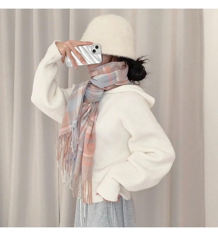 [체크패턴💕] 클래식체크 커플 롱 소프트 파스텔 머플러 목도리 여자목도리 남자목도리 겨울 겨울목도리 체크목도리 상세 이미지 20