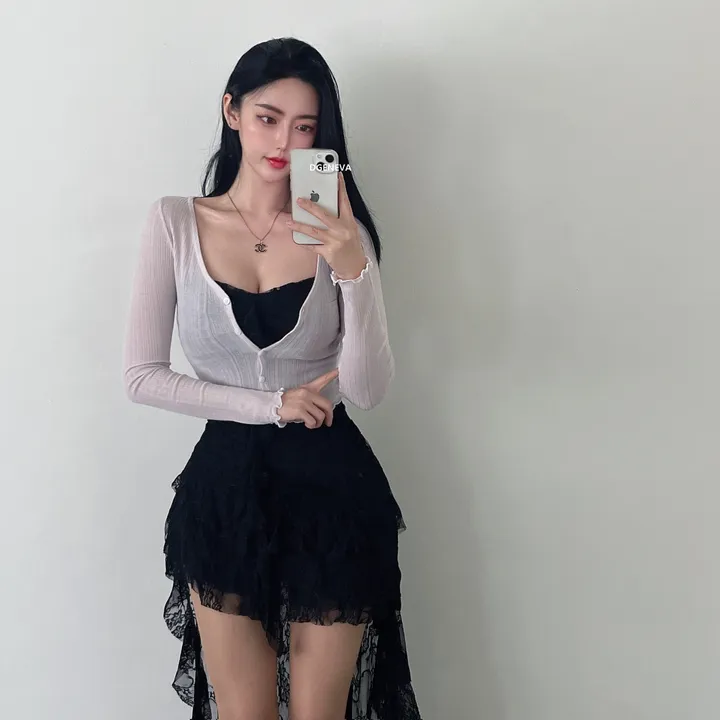 당일/ 롤라 가디건 여름 시스루 크롭 숏 데일리 국내생산 스판 휘뚜루마뚜루 기본 베이직  4color 상세 이미지 13