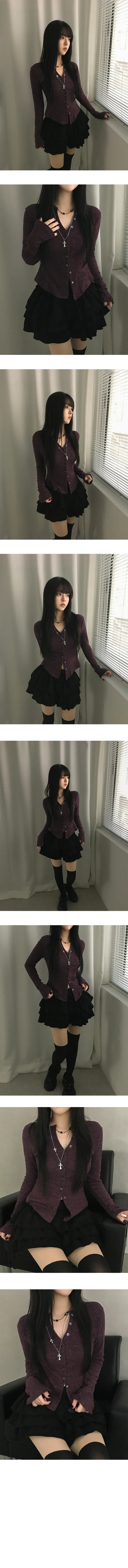 [겉기모/간절기🖤] 타로 힙 빈티지 브이넥 골지 단추 피치 가디건 3color 상세 이미지 3