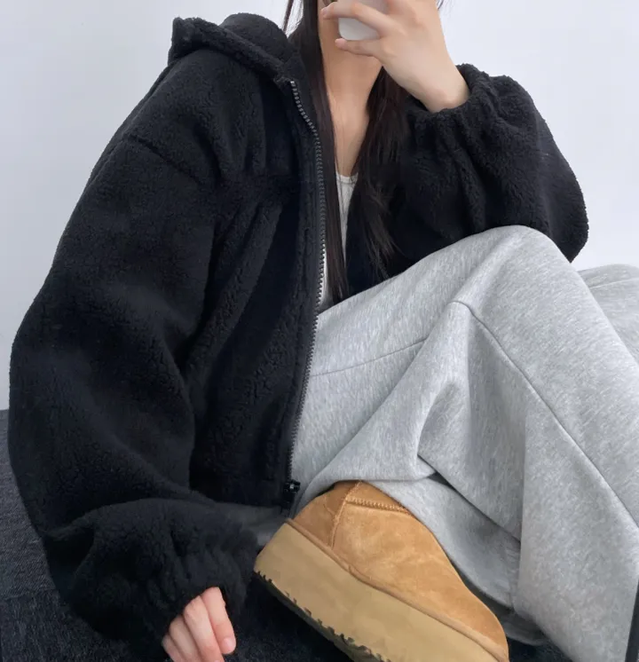 *아방핏후드집업* 뽀글이 후리스 플리스 후드집업 가을 겨울 아우터 집업 오버핏 상세 이미지 65