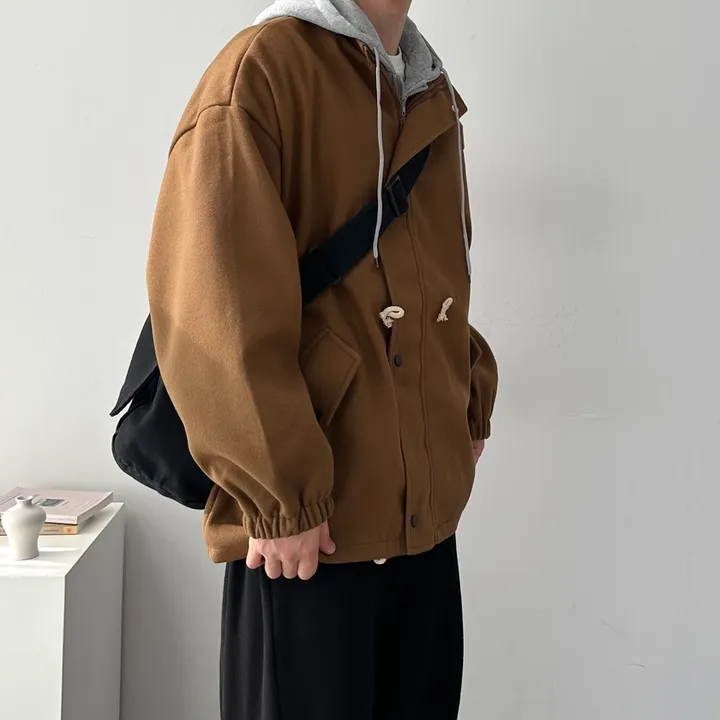 가을 겨울 오버핏 하프 코트 미니멀 빅사이즈 아우터 후드레이어드오버핏코트 상세 이미지 17