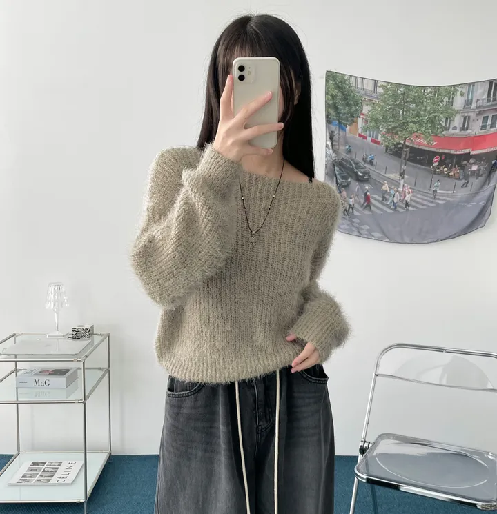 Pine leaf boat nect crop knit 상세 이미지 19