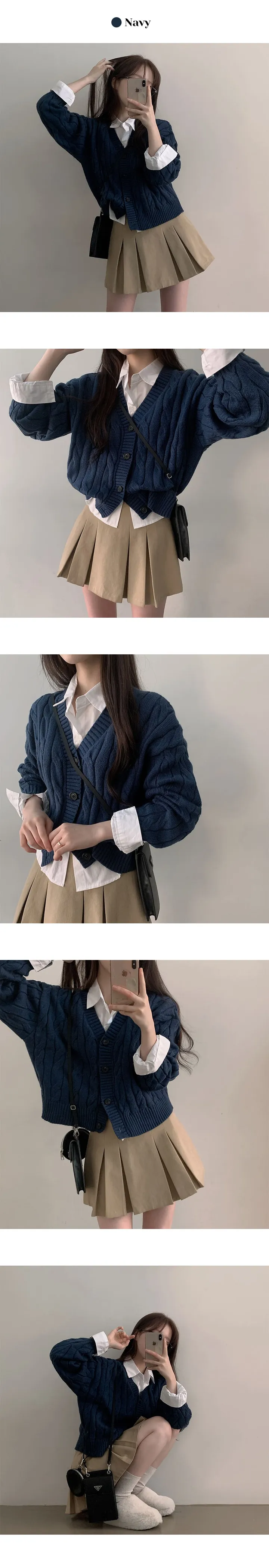 [색감맛집/가디건 종결!] 디부 루즈핏 브이넥 꽈배기 니트 가디건 (8color) 상세 이미지 11