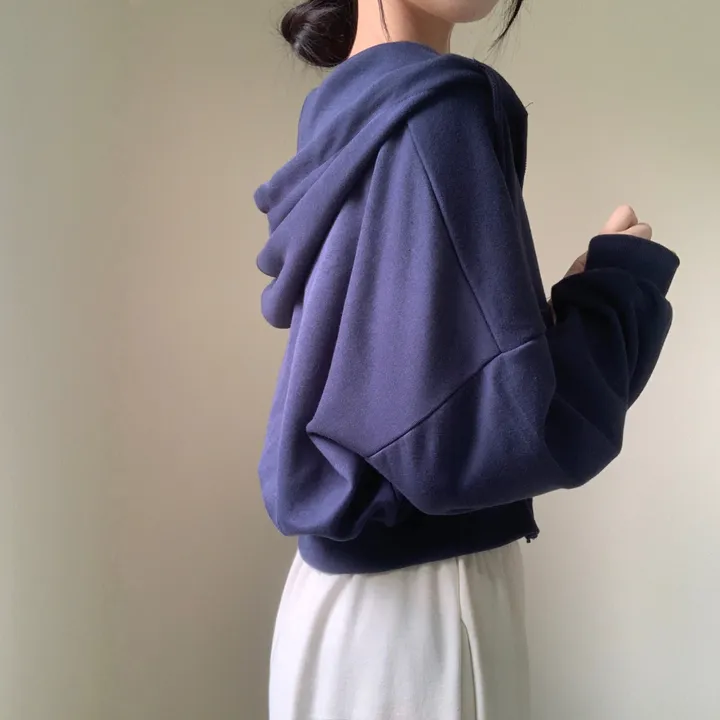 [아방귀염핏💕/투웨이] 로멜 크롭 루즈핏 벌룬 김팔 투웨이 후드 집업 상세 이미지 12