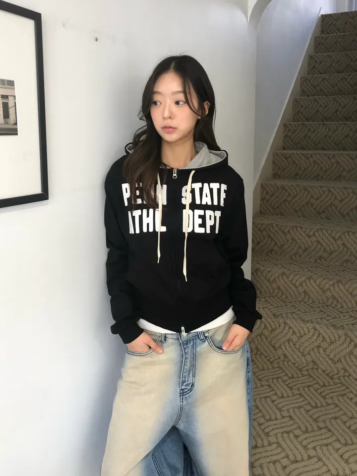 후드 포인트 패치 후드집업 상세 이미지 7
