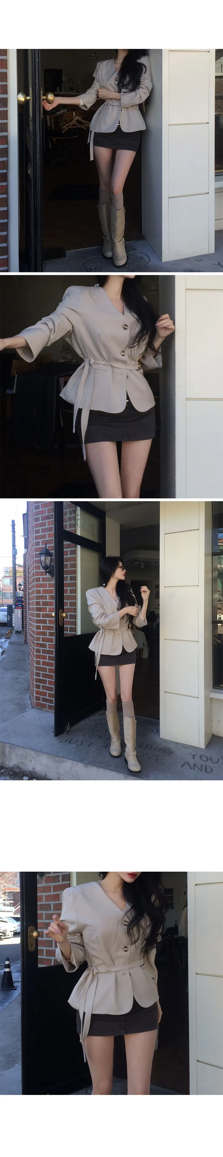 [봄신상🌸/브랜드퀄] 엔느 스트랩 루즈핏 자켓 봄자켓 스트랩자켓 하객룩 데일리룩 상세 이미지 14