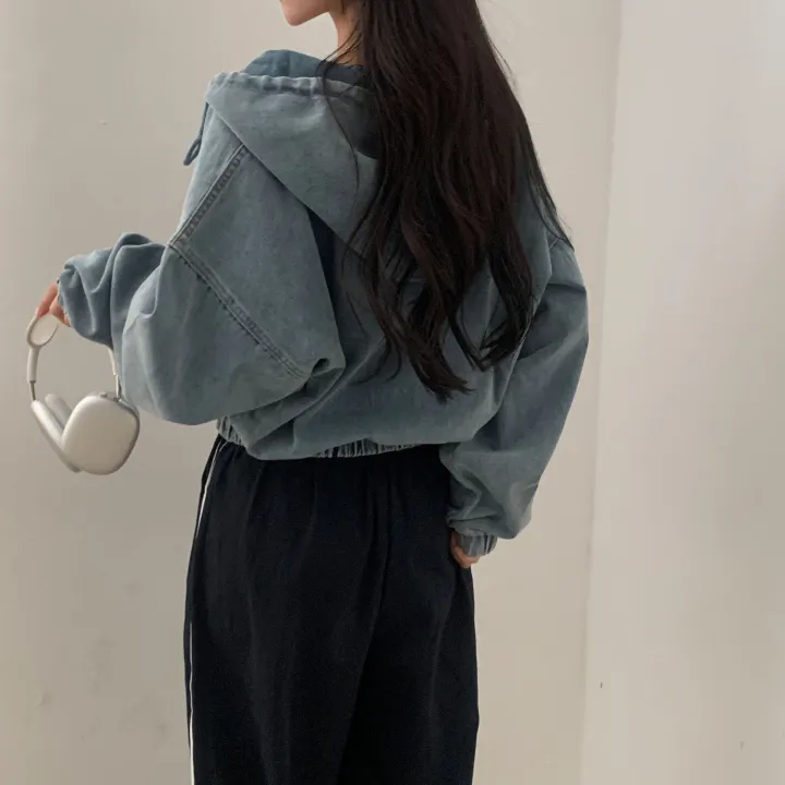 [단독!2가지버전💫/투웨이!] 데님 밴딩후드 투웨이 크롭,루즈핏 야상점퍼/집업 - 2color 상세 이미지 23
