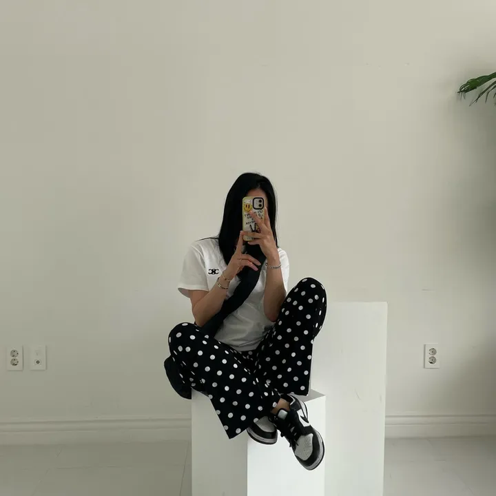 [와이드핏/시원한원단] 도트패턴 땡땡이 밴딩팬츠 냉장고바지 유니크룩 / 여름 여름옷 홈웨어 여름바지 바캉스룩 마실룩 밴딩통바지 상세 이미지 32