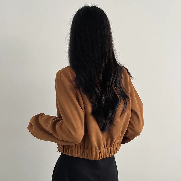 [봄재진행! *투웨이집업/빠른배송🤎스웨이드자켓,세무자켓,크롭아방핏 봄신상] 스웨이드투웨이점퍼 상세 이미지 4