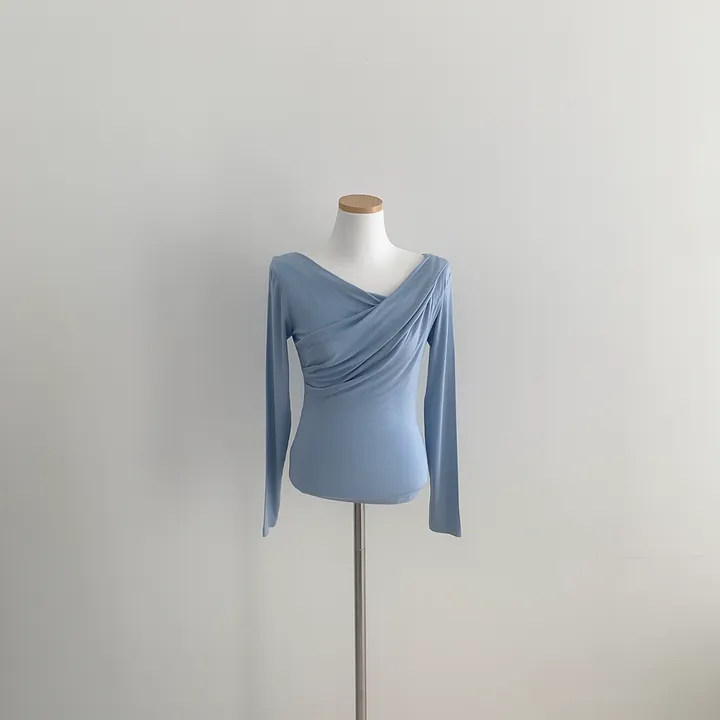[🚀당일발송🚀]💗MADE💗 글램 촉촉 셔링 오프숄더 슬림 티셔츠 5color 상세 이미지 50