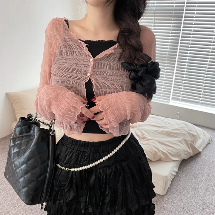 러핀 레이스 시스루 워머 가디건 상세 이미지 18