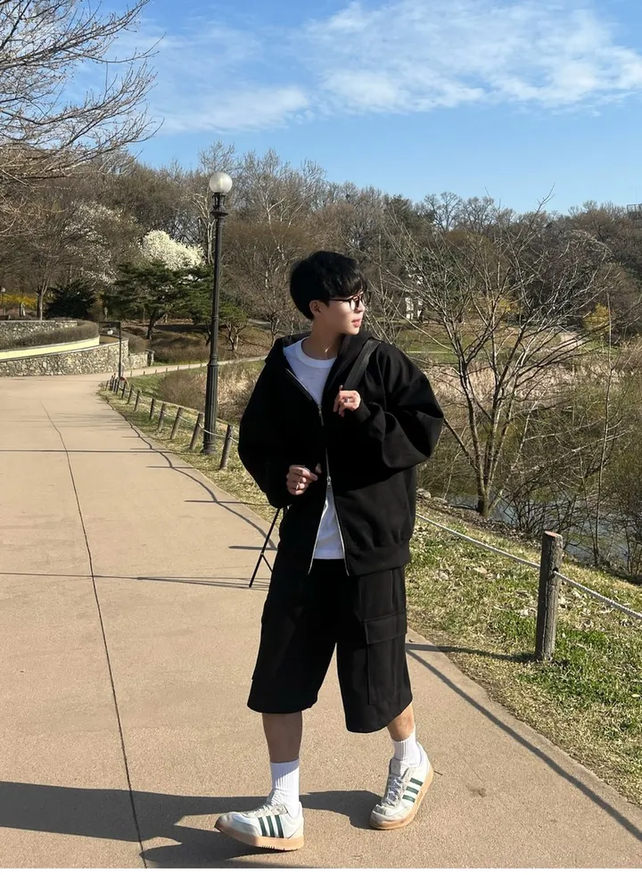 🌼당일출고🌼💗2000장 돌파💗[고퀄 핏대박/7Color/신상] 빅사이즈 투웨이 후드집업 카고 버뮤다 팬츠 트레이닝 세트 커플룩 시밀러룩 오버핏 꾸안꾸 트레이닝복 상세 이미지 65