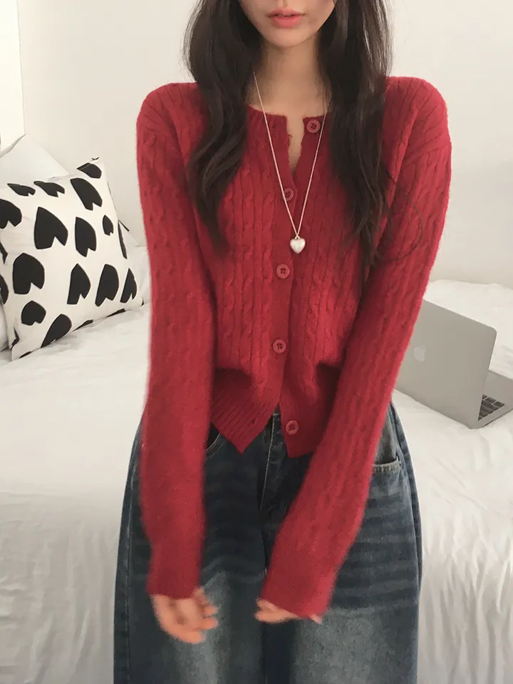 [전컬러입고!/고퀄!후기극찬❣️폭닥 케이블 꽈배기 단추니트가디건 여유핏!] 피오케이블꽈니트가디건 상세 이미지 15