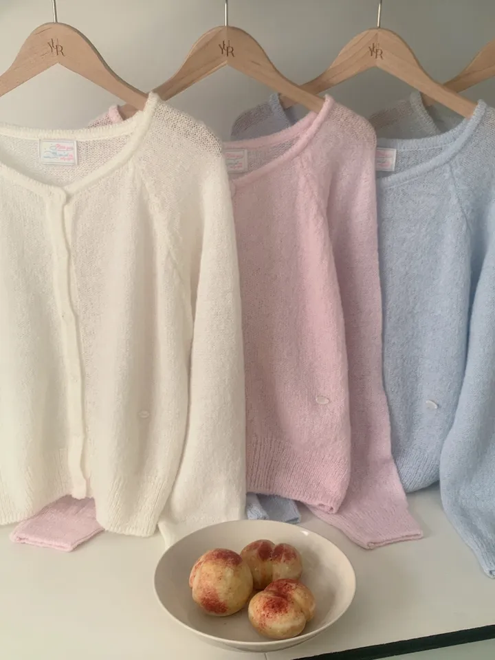 당일/봄가디건🌸 [here you] 퍼지 모헤어 cardigan - 5color (벚꽃룩/울가디건/모헤어니트/나들이룩/봄니트) 상세 이미지 23